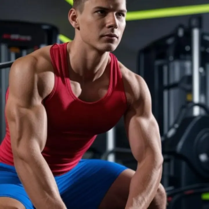 Zadowolony klient podczas treningu w siłowni z produktami Sportovixa